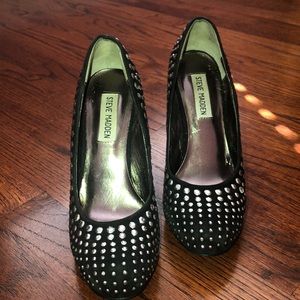 Rhinestone Twilight Black Suede Heels